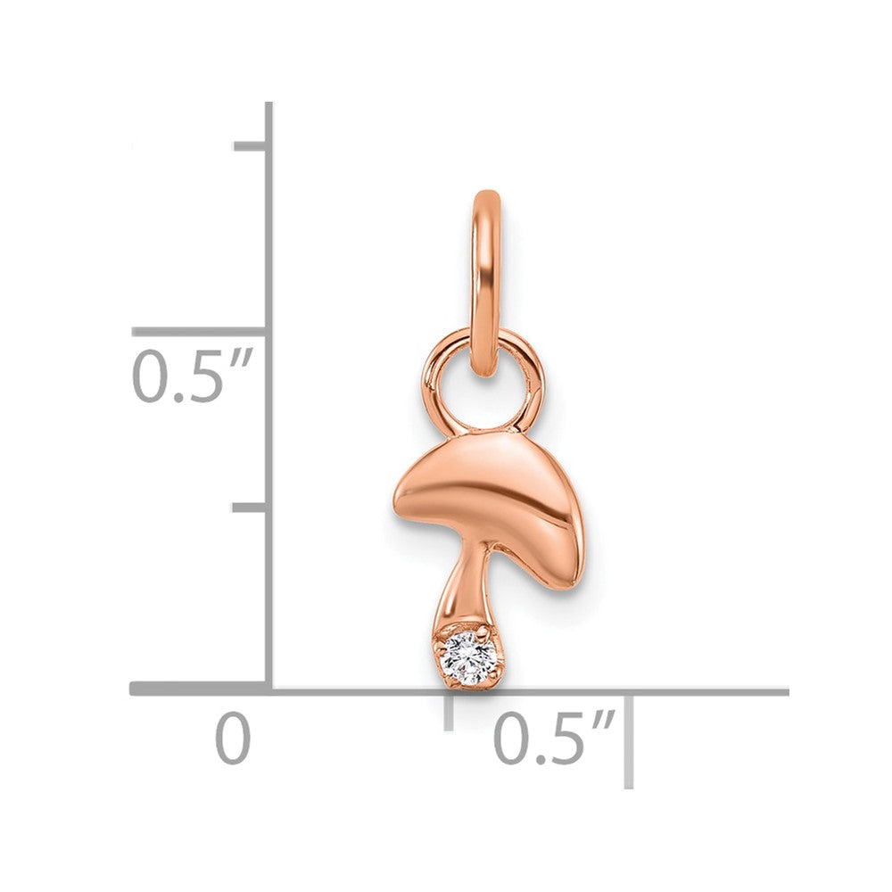 14K Rose Gold Polished Diamond Mushroom Charm