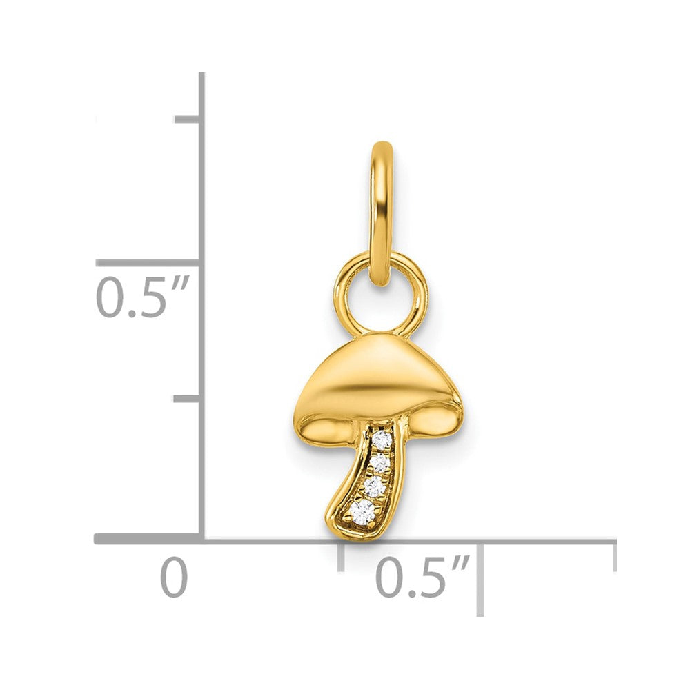 14K Polished Diamond Mushroom Charm