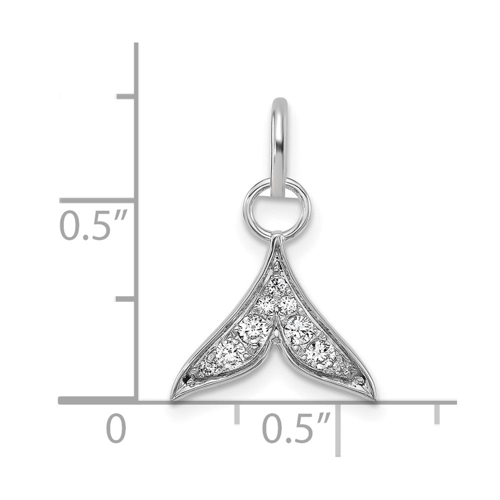 14K White Gold Polished Diamond Whale Tail Charm