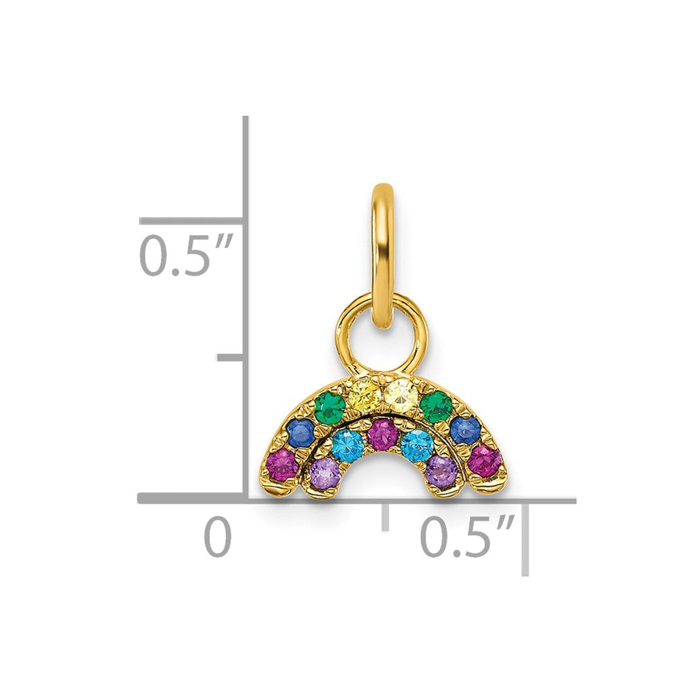 14K Polished Multi-color CZ Double Rainbow Charm