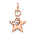 14K Rose Gold Polished Diamond Star Charm