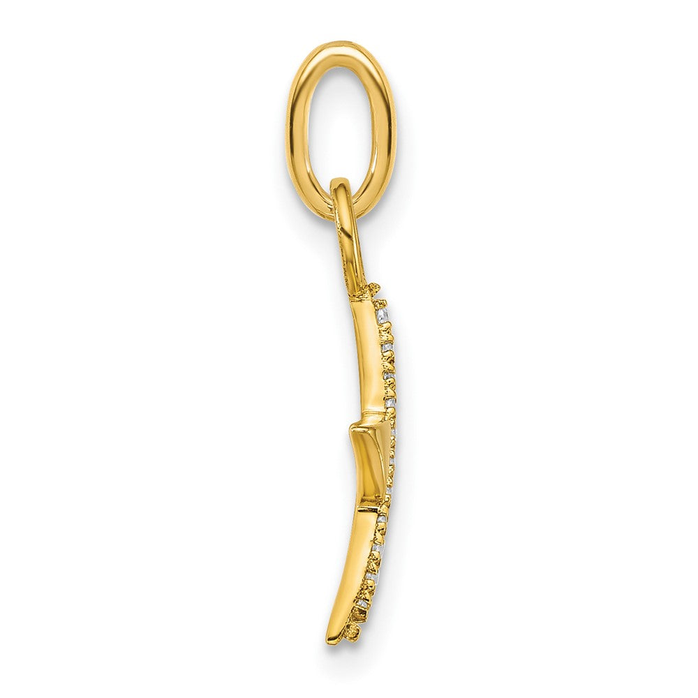 14K Polished Diamond Star Charm