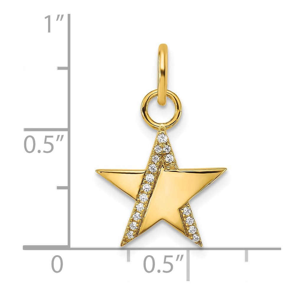 14K Polished Diamond Star Charm