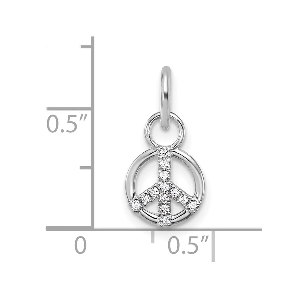 14K White Gold Polished Diamond Peace Sign Charm