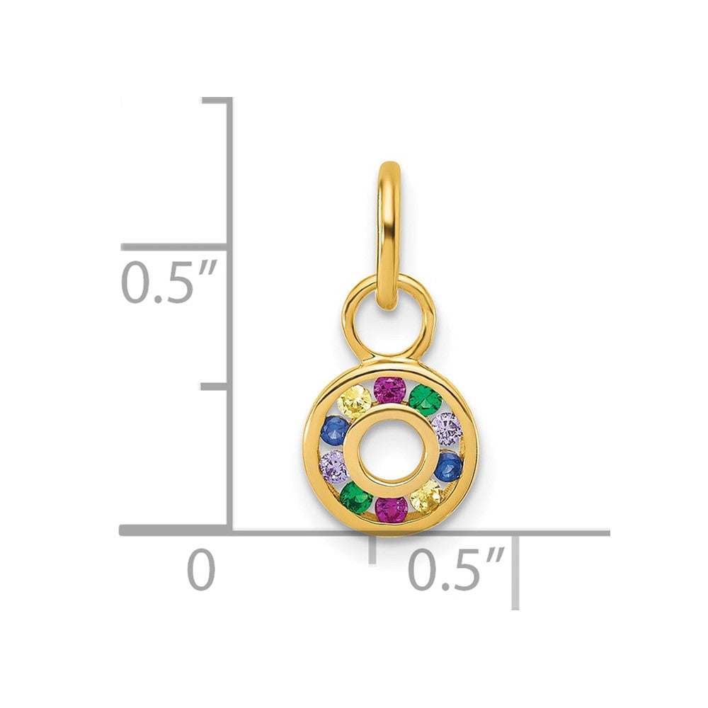 14K Polished Diamond Multi-color CZ Circle Charm