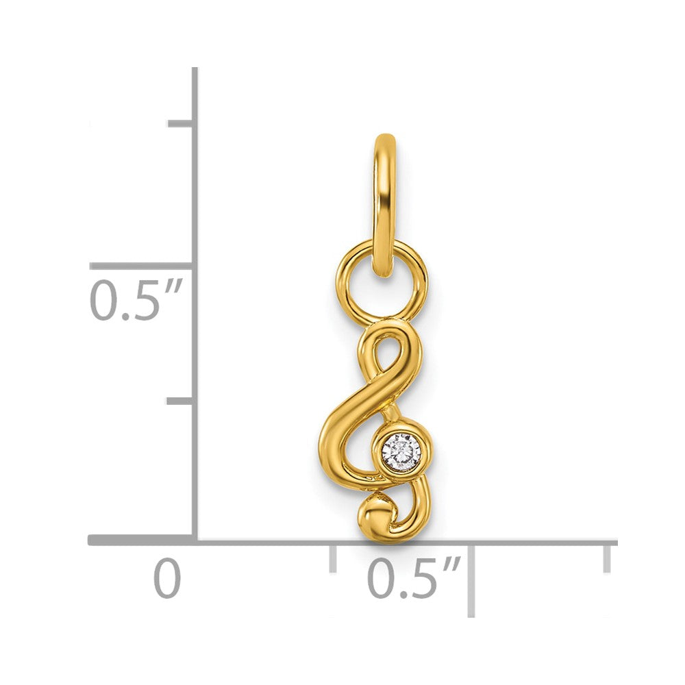 14K Polished Diamond Music Treble Clef Charm