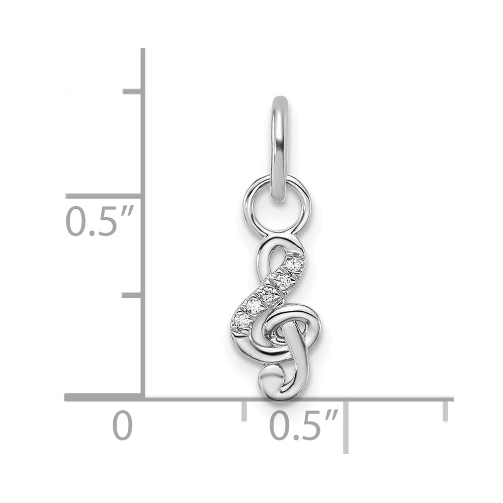 14K White Gold Polished Diamond Music Treble Clef Charm