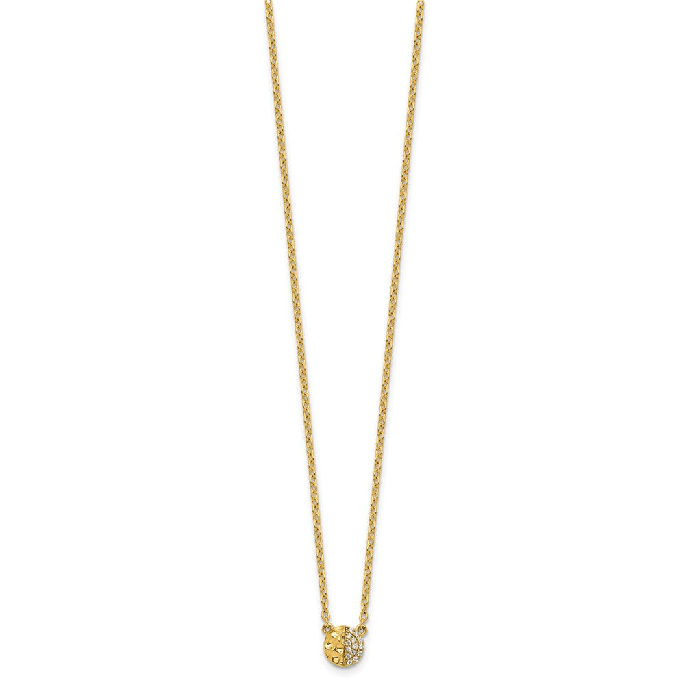14K Polished and Hammered Diamond Disk Necklace
