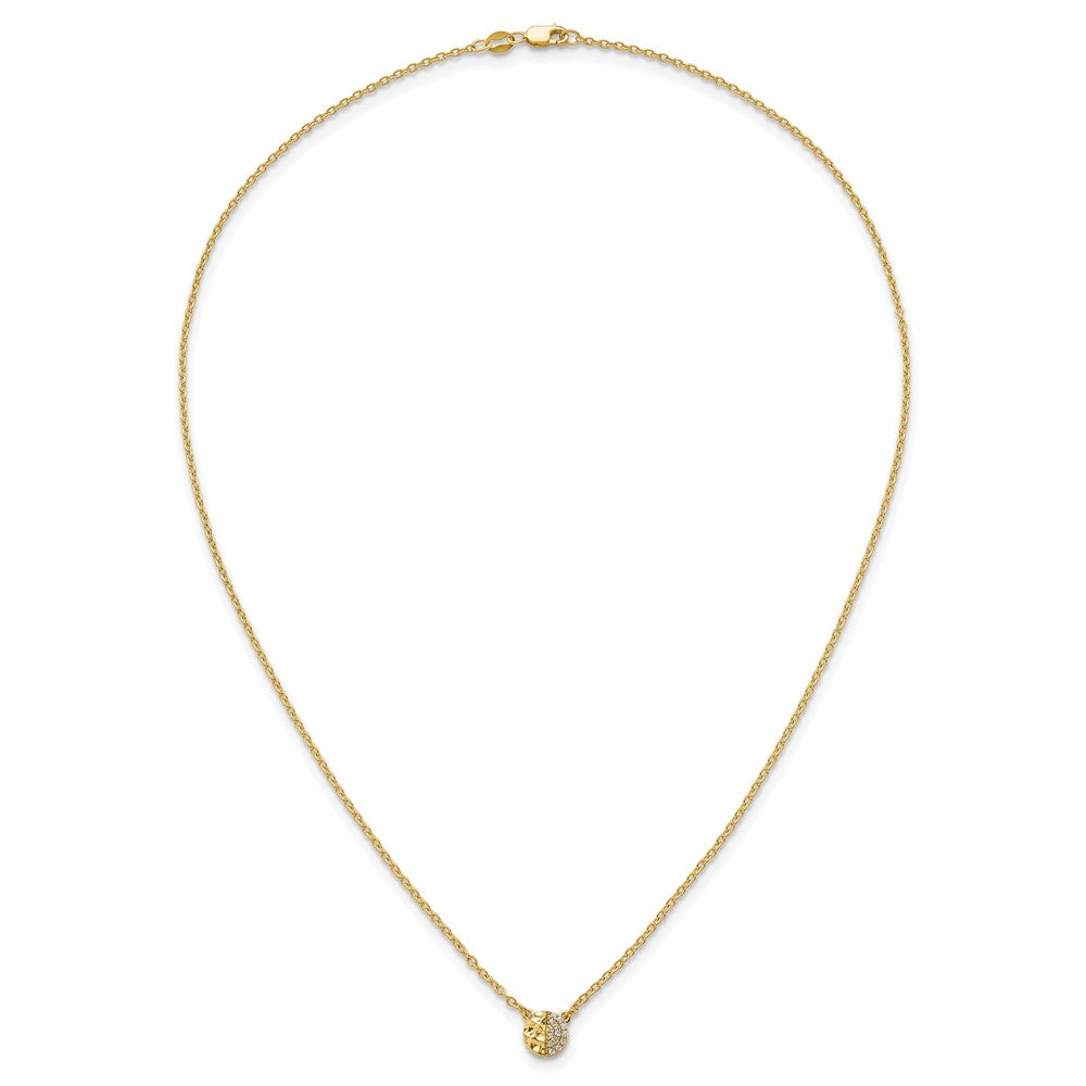 14K Polished and Hammered Diamond Disk Necklace