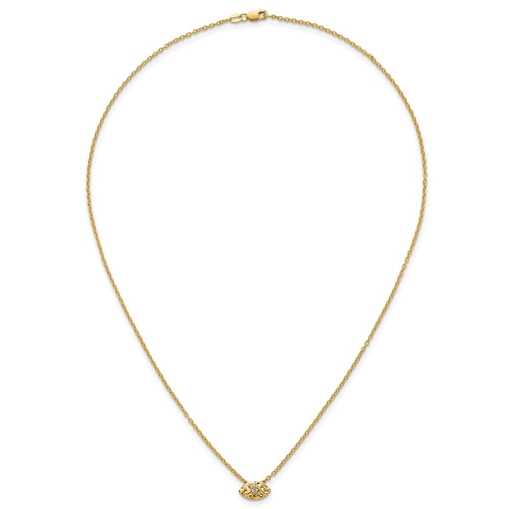 14K Polished and Hammered Diamond Evil Eye Necklace