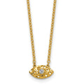 14K Polished and Hammered Diamond Evil Eye Necklace