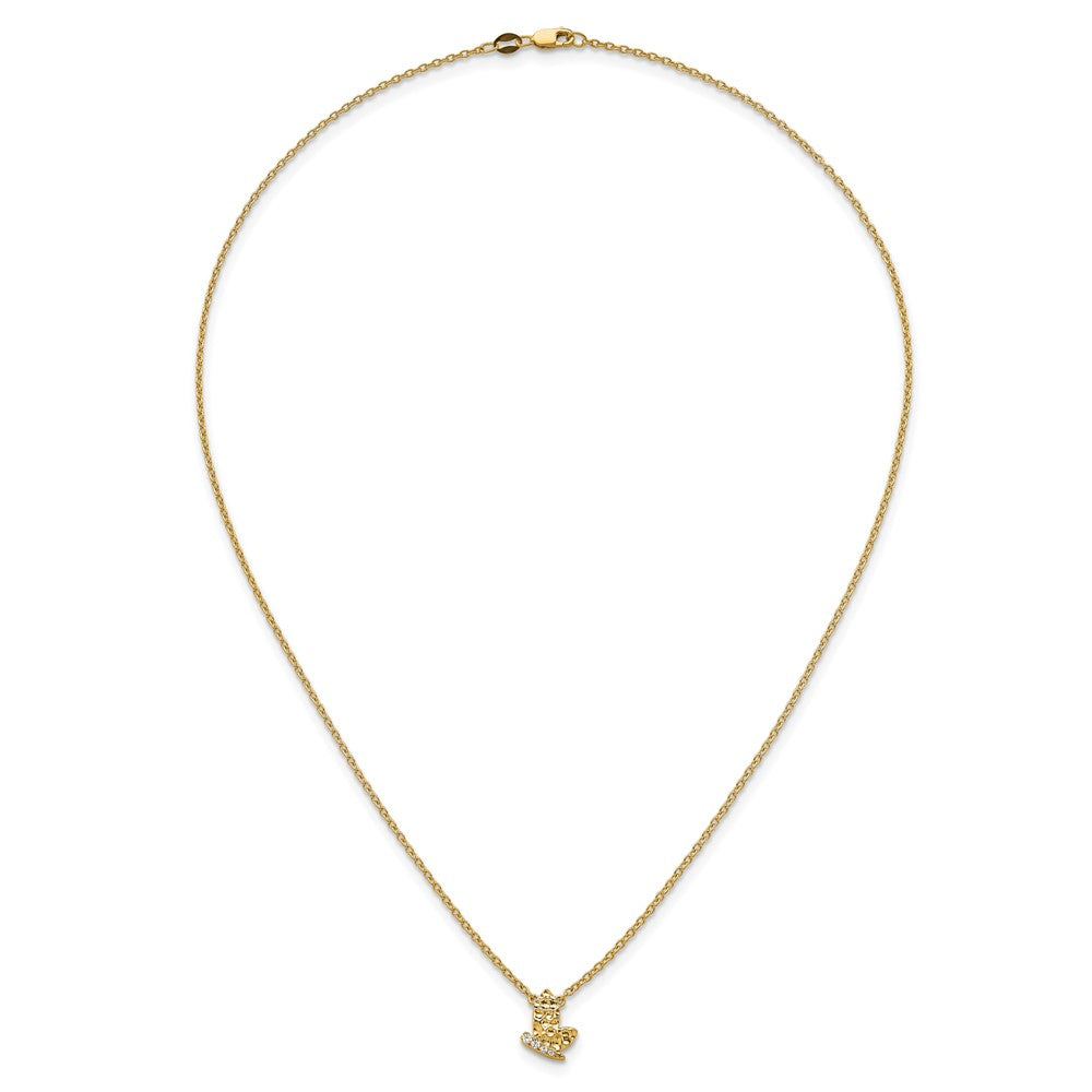 14K Polished and Hammered Diamond Butterfly Necklace