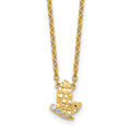 14K Polished and Hammered Diamond Butterfly Necklace