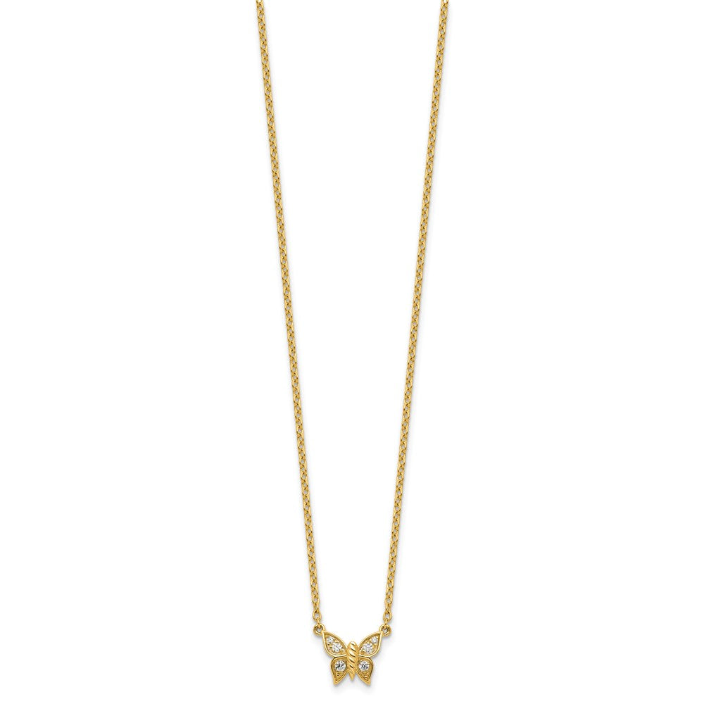 14K Polished Diamond Butterfly Necklace