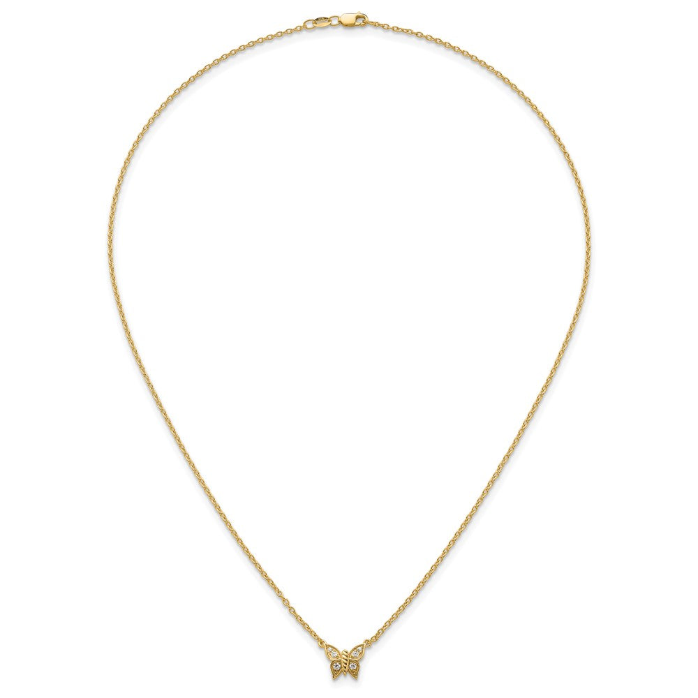 14K Polished Diamond Butterfly Necklace