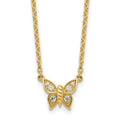 14K Polished Diamond Butterfly Necklace
