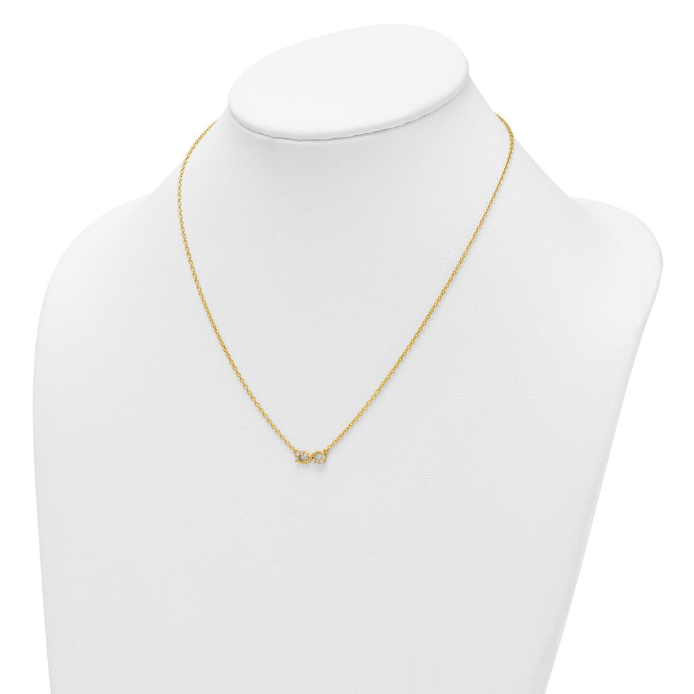 14K Polished and Beaded Diamond Infinity Necklace