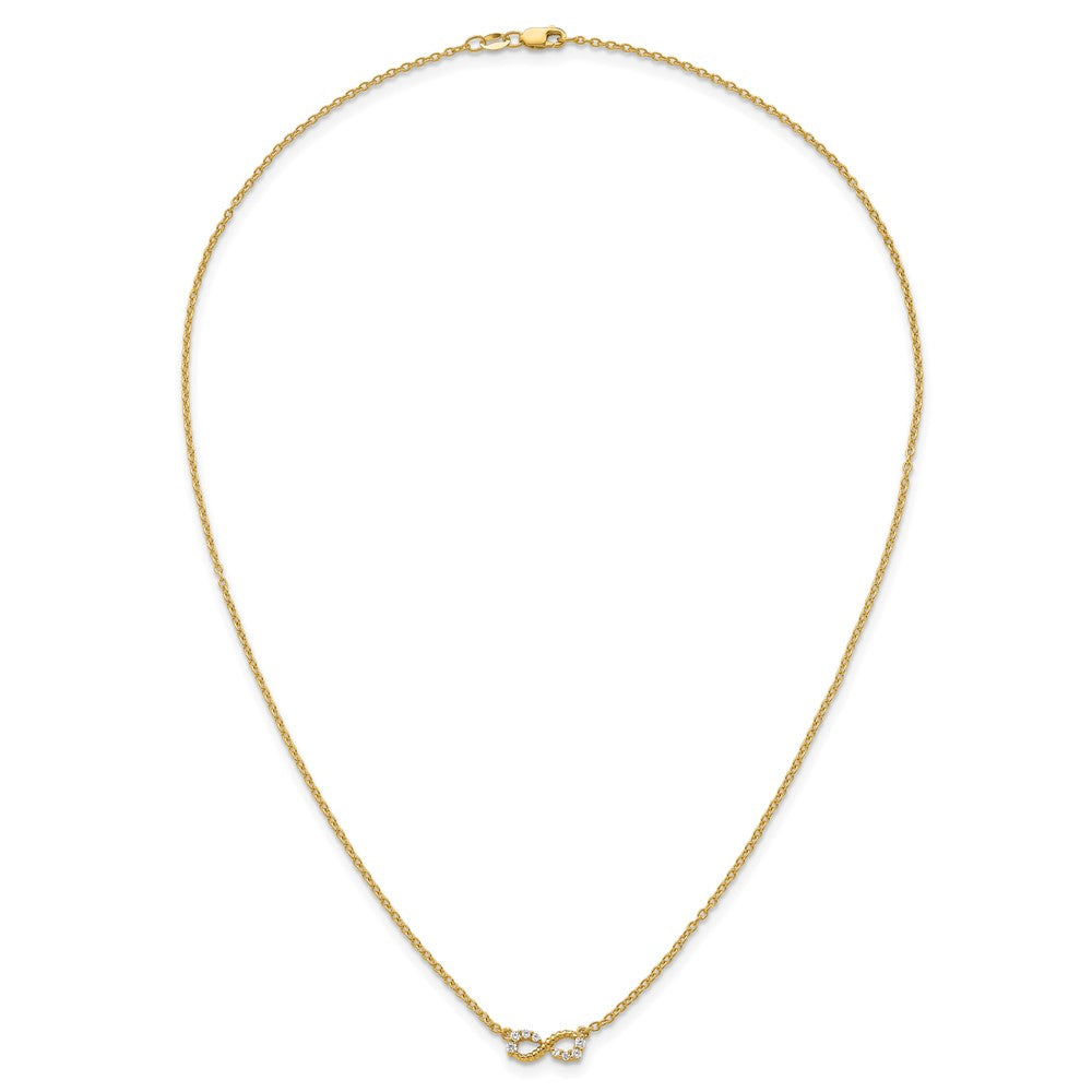 14K Polished and Beaded Diamond Infinity Necklace