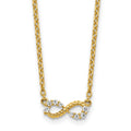 14K Polished and Beaded Diamond Infinity Necklace