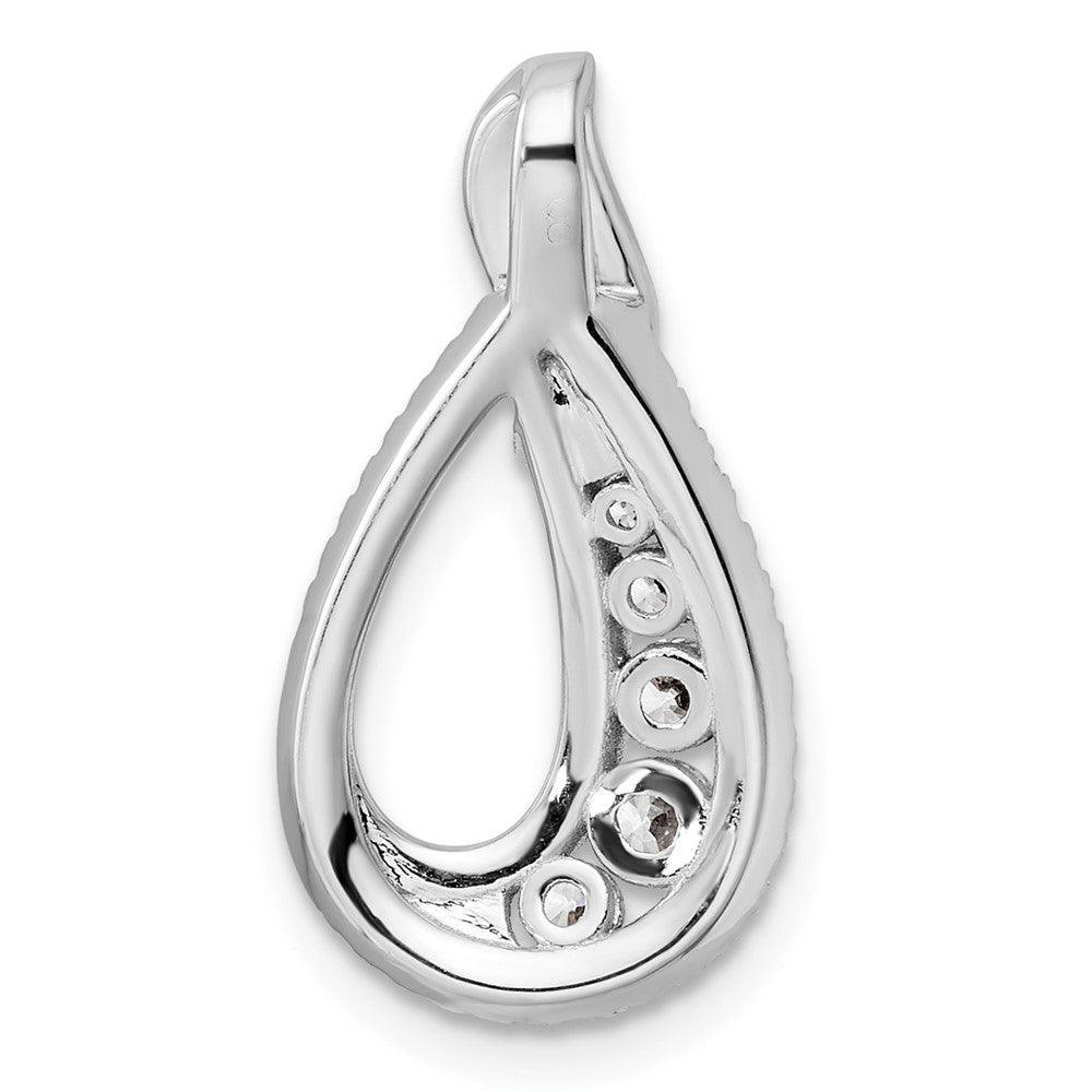 14K White Gold Polished Diamond Teardrop Chain slide