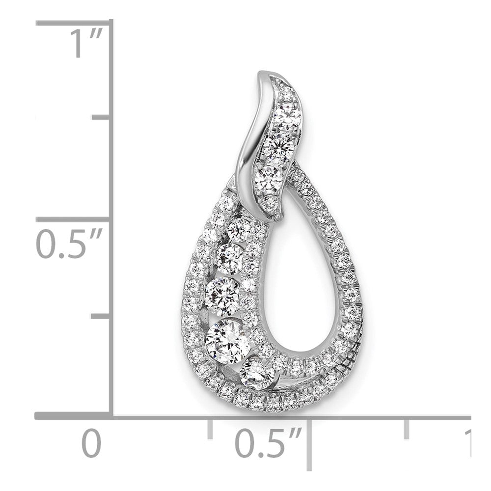 14K White Gold Polished Diamond Teardrop Chain slide