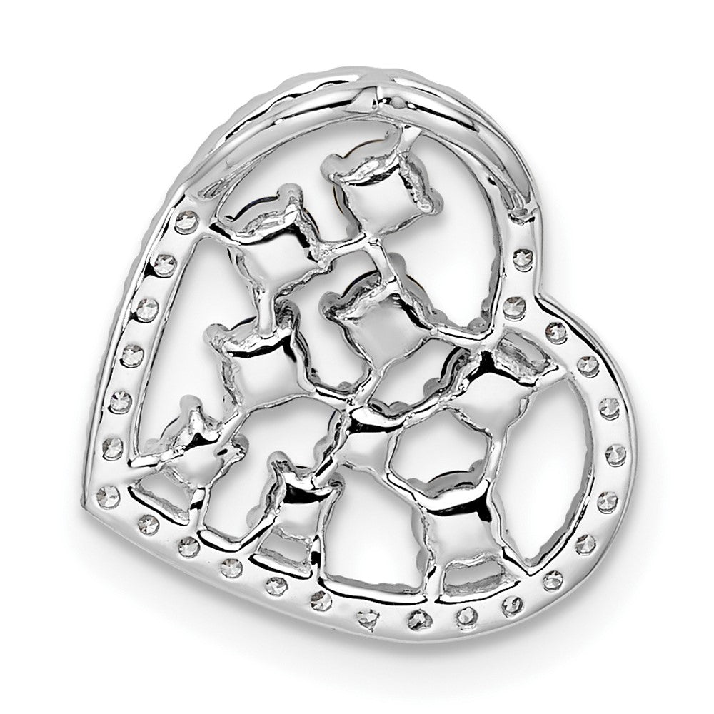 14K White Gold Polished Diamond and Emerald Heart Chain Slide