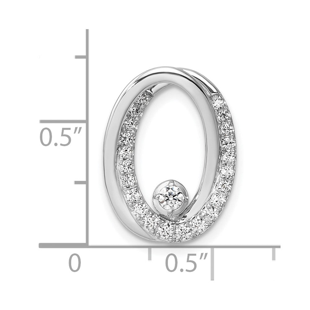 14K White Gold Polished Diamond Double Oval Chain Slide