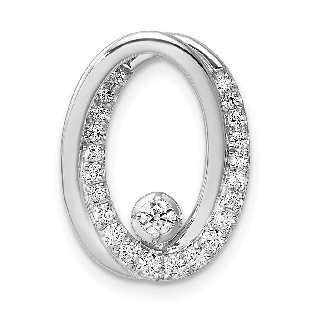 14K White Gold Polished Diamond Double Oval Chain Slide