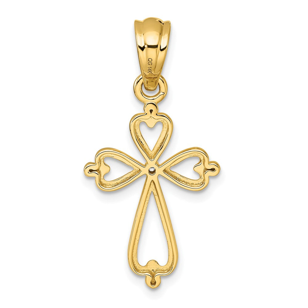14k Diamond Accented Cross Pendant