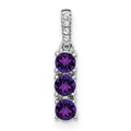 14k White Gold 3-stone Amethyst and Diamond Pendant