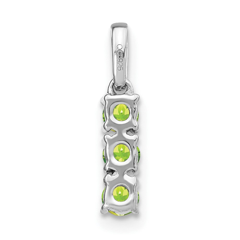 14k White Gold 3-stone Peridot and Diamond Pendant