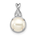 14K White Gold FWC Pearl and Diamond Pendant