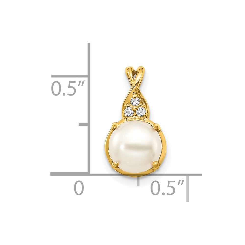14k FWC Pearl and Diamond Pendant