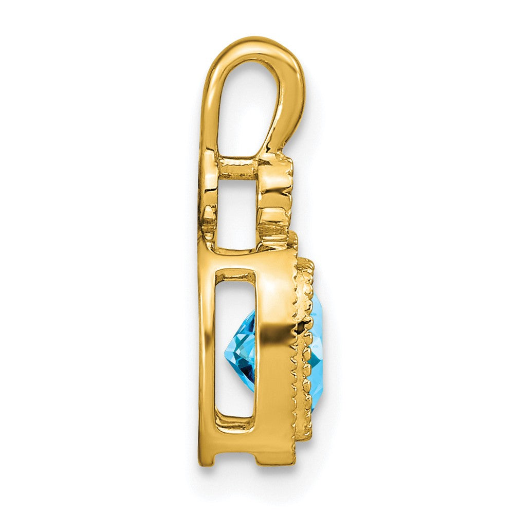14k Cushion Blue Topaz and Diamond Pendant