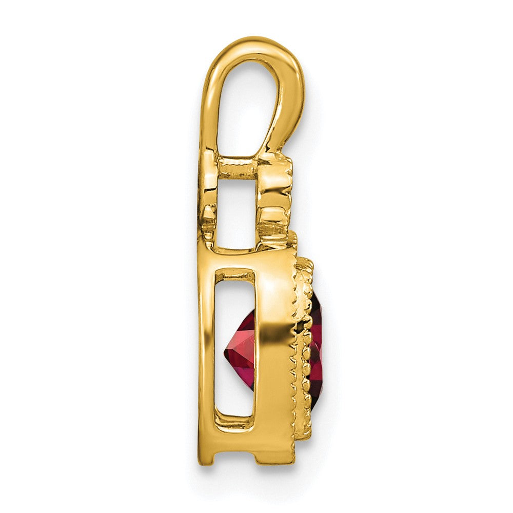 14k Cushion Garnet and Diamond Pendant