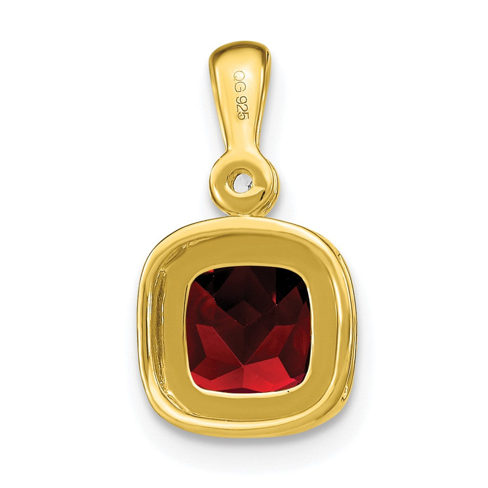14k Cushion Garnet and Diamond Pendant