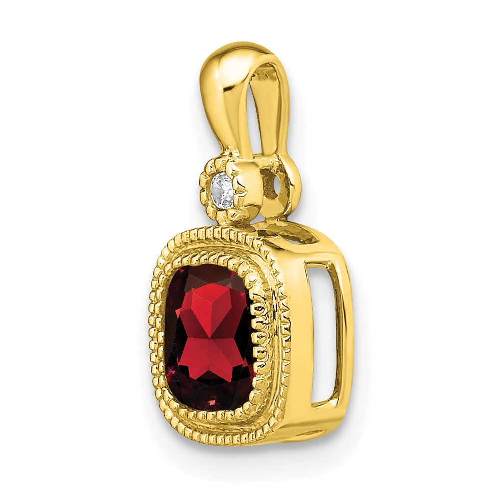 14k Cushion Garnet and Diamond Pendant