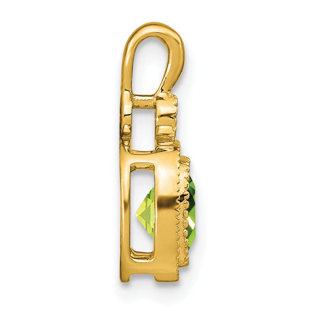 14k Cushion Peridot and Diamond Pendant
