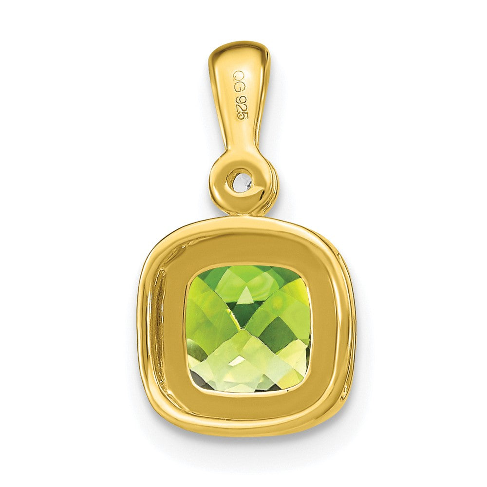 14k Cushion Peridot and Diamond Pendant