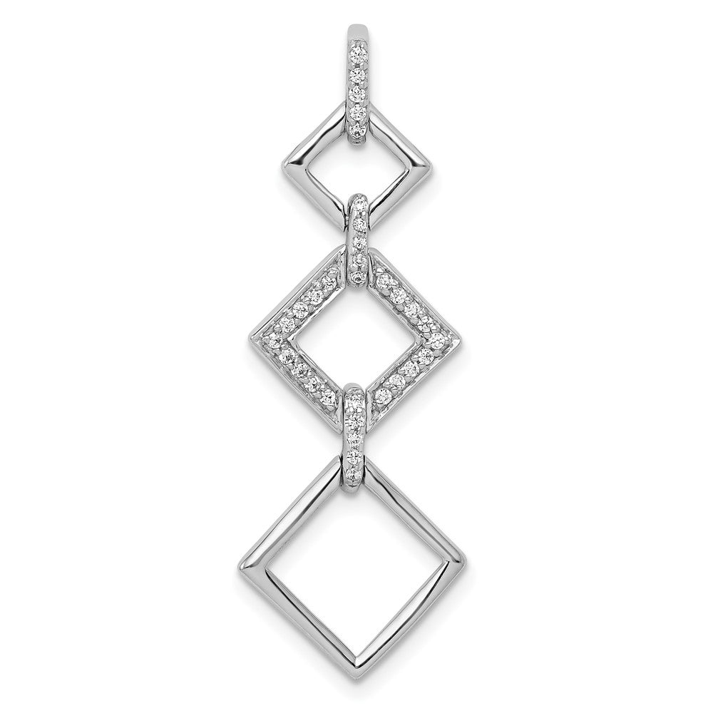 14k White Gold 1/6ct. Diamond Fancy Square Dangle Pendant