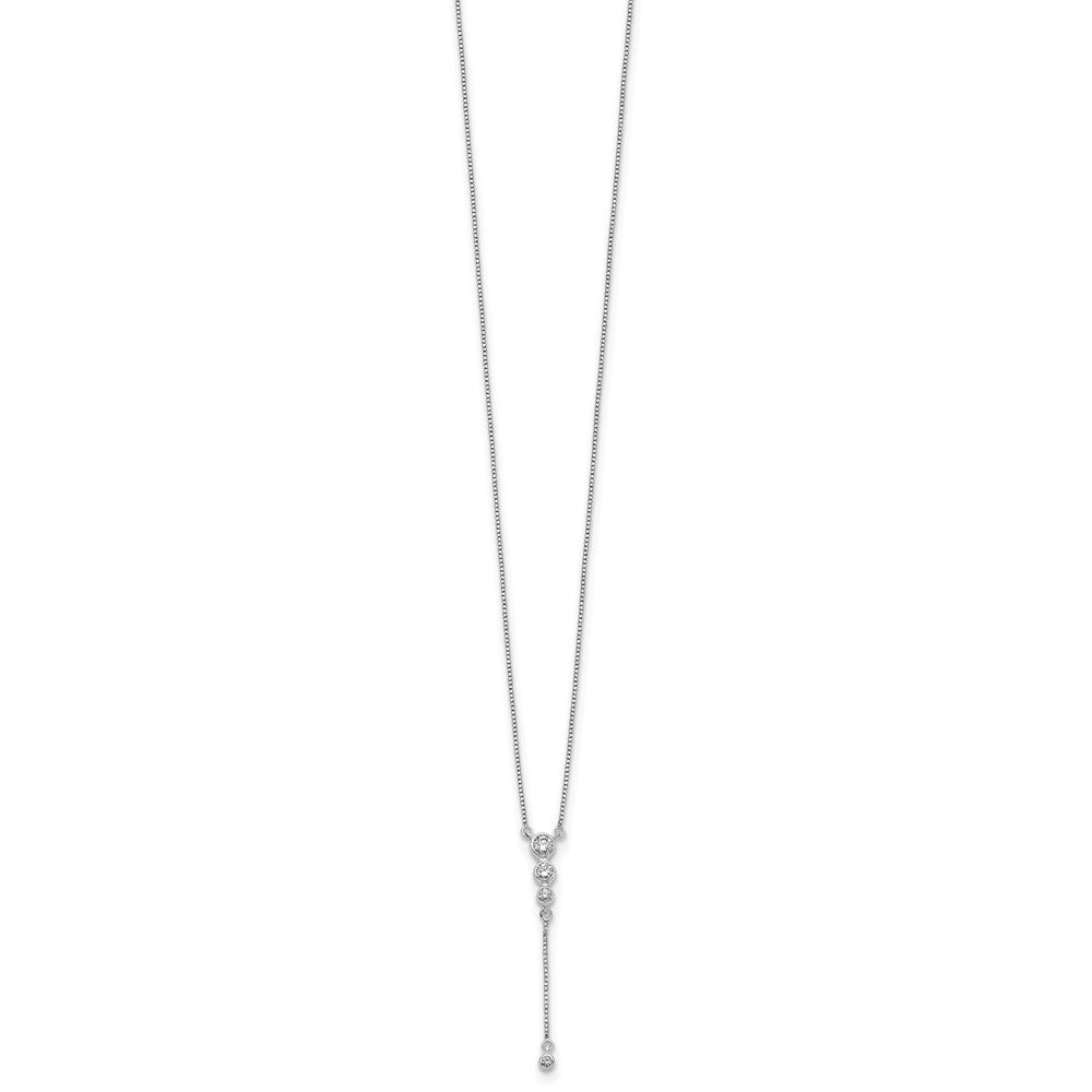 14k White Gold Diamond 3-stone w/dangle 18 inch Drop Necklace