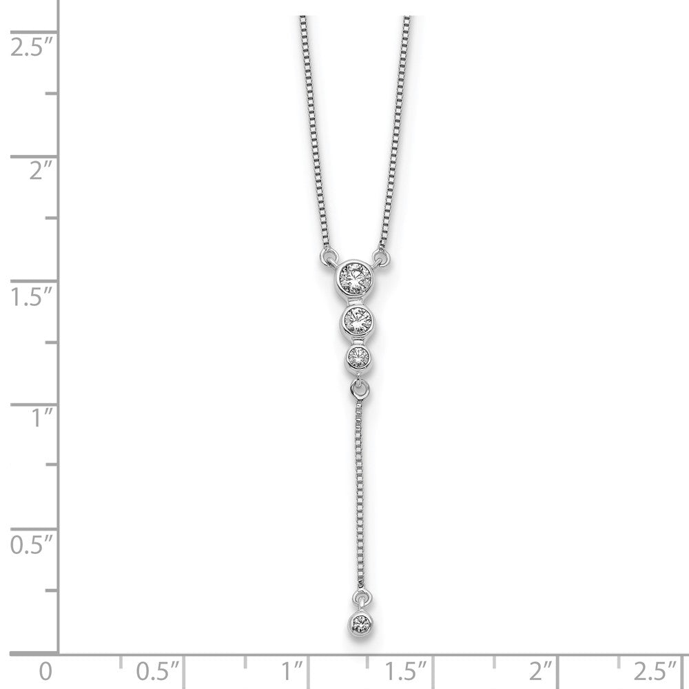 14k White Gold Diamond 3-stone w/dangle 18 inch Drop Necklace
