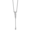14k White Gold Diamond 3-stone w/dangle 18 inch Drop Necklace