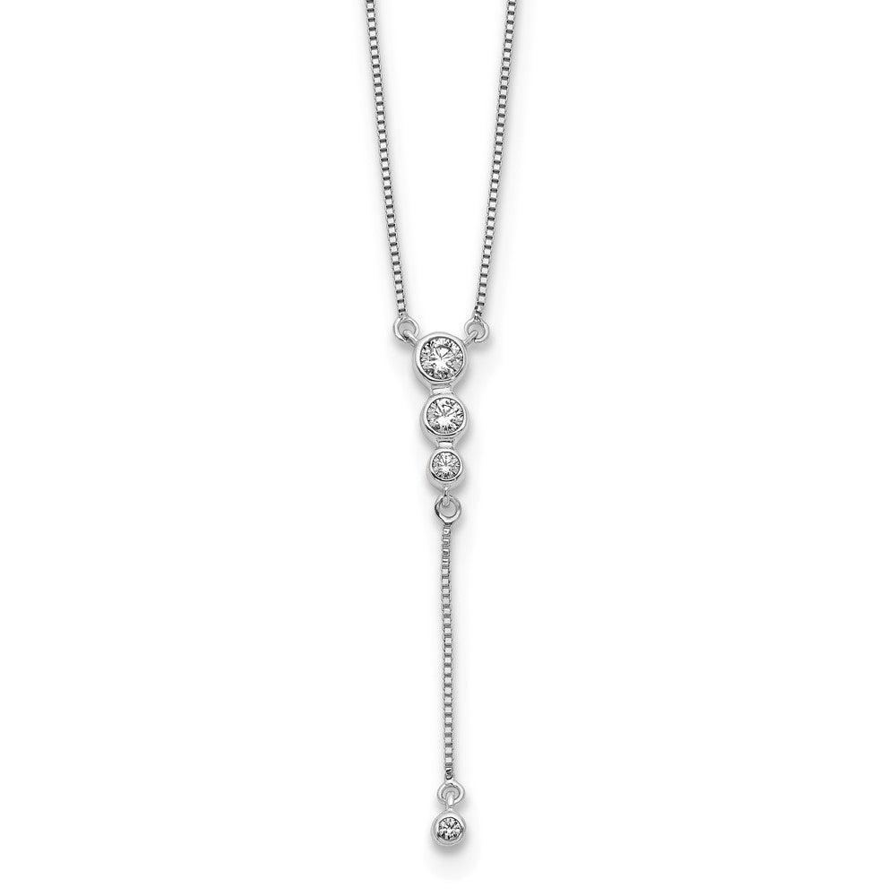 14k White Gold Diamond 3-stone w/dangle 18 inch Drop Necklace