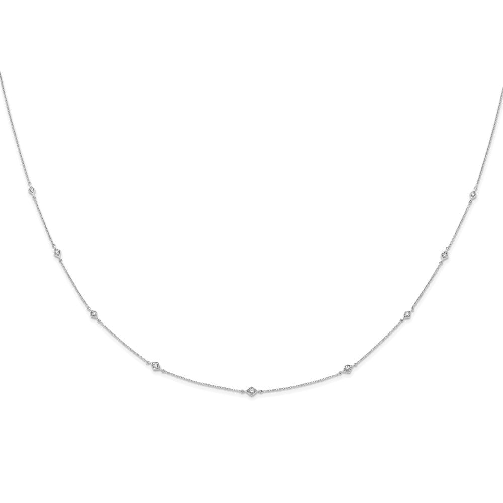 14k White Gold Diamond Multi Station Necklace