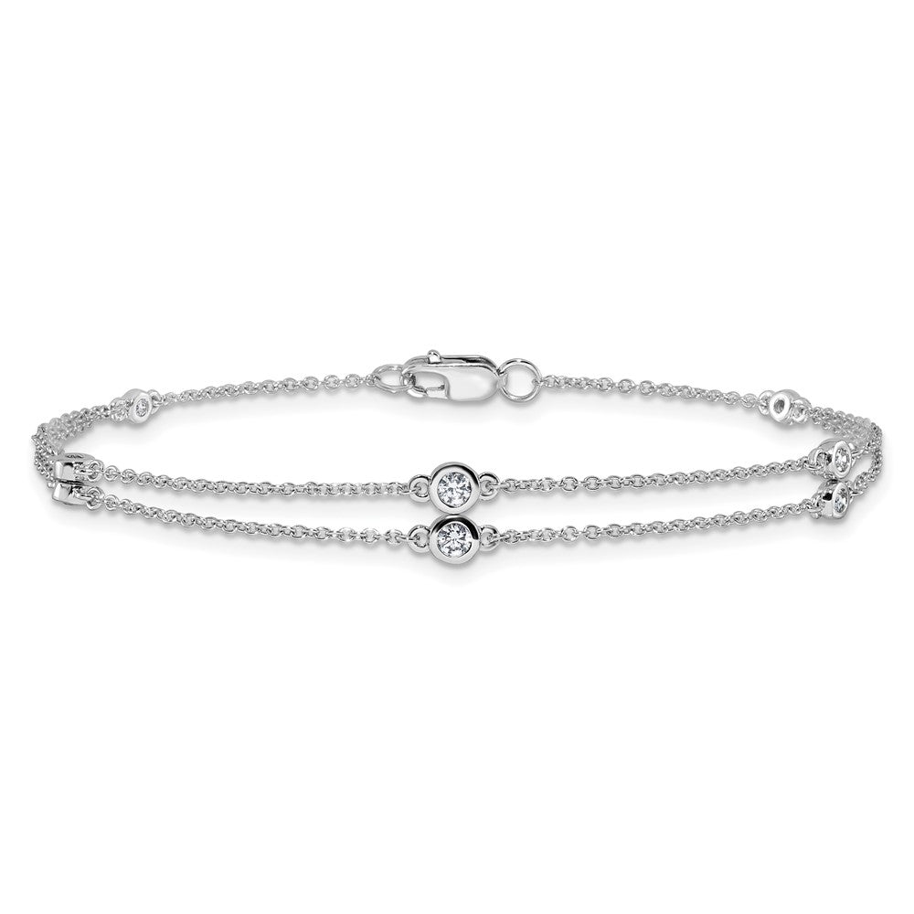 14k White Gold Diamond Multi Station Double Strand Bracelet