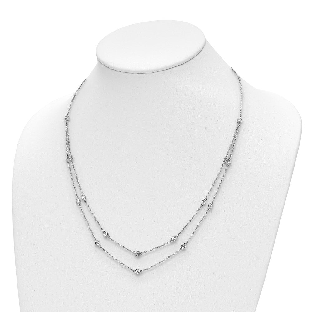 14k White Gold Diamond Multi Station Double Strand Necklace