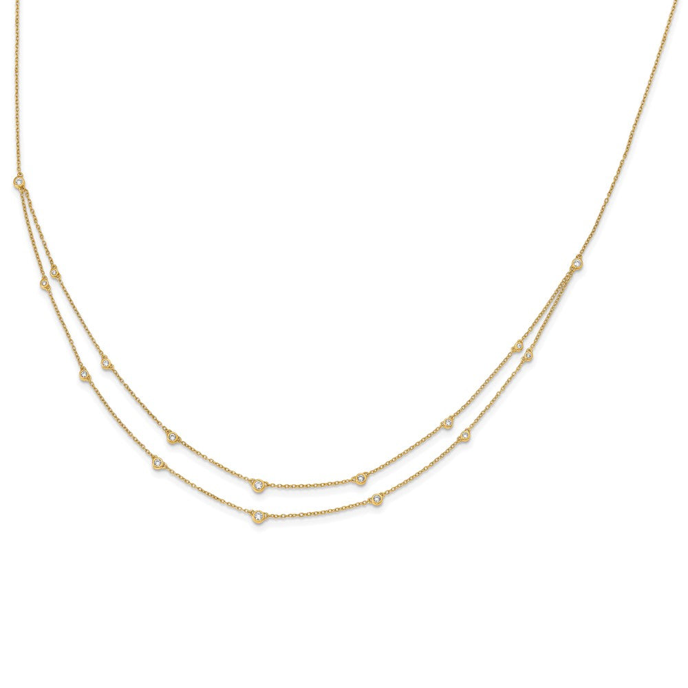 14k Diamond Multi Station Double Strand Necklace