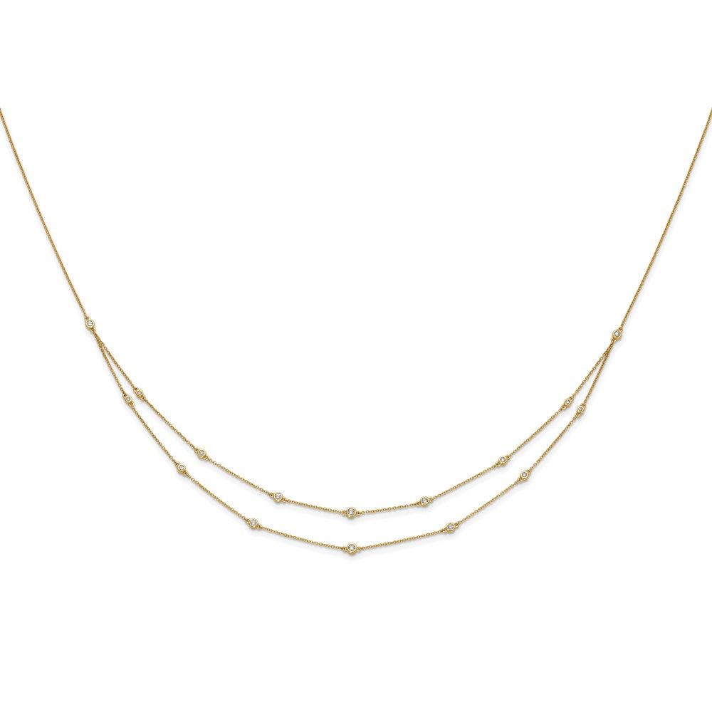 14k Diamond Multi Station Double Strand Necklace