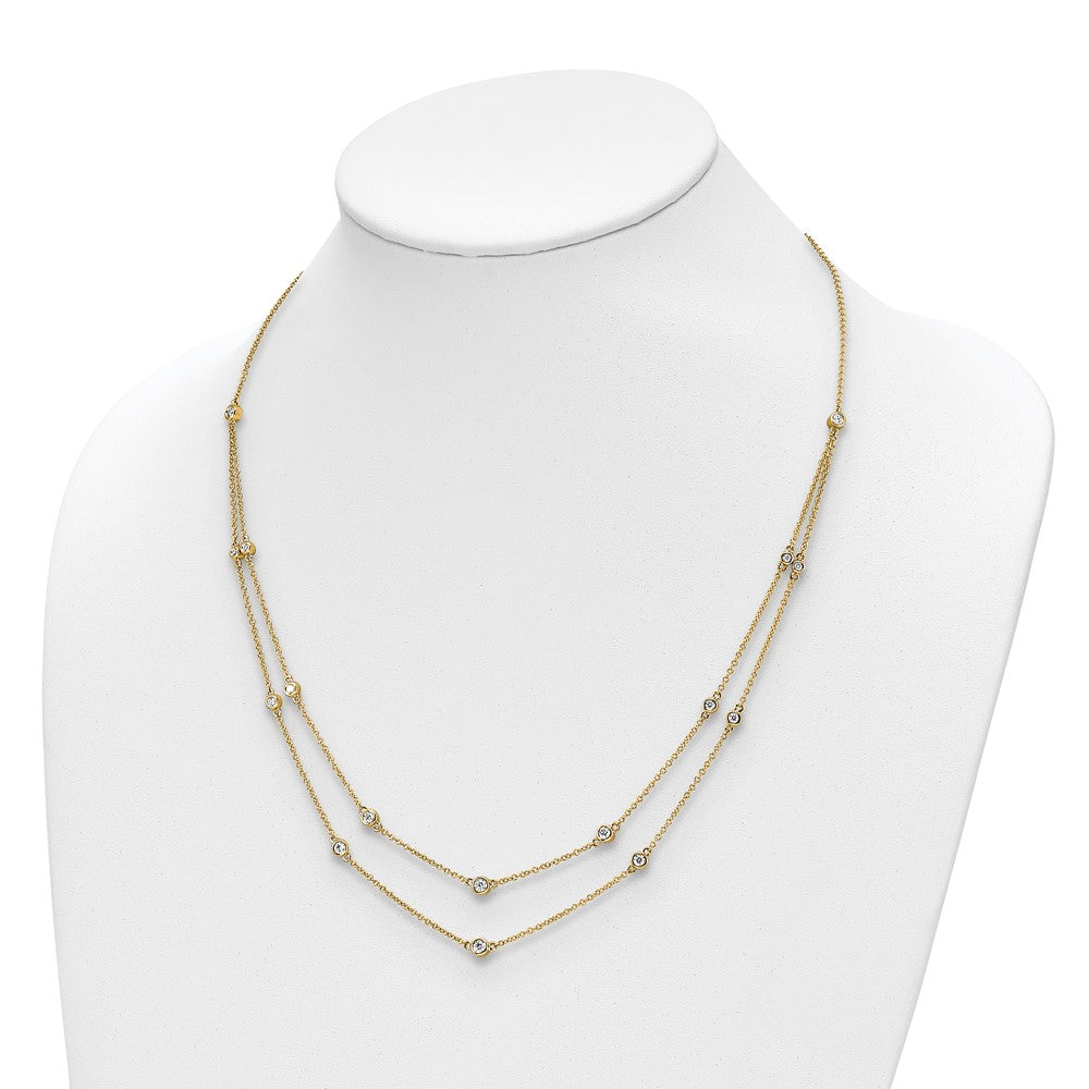 14k Diamond Multi Station Double Strand Necklace